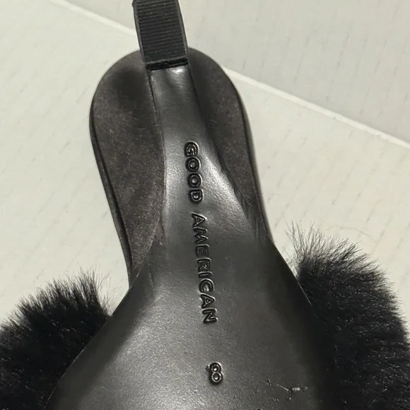 Good American Furry Sexy Wedge Heels Sz 8 - Picture 9 of 13